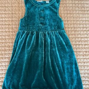 Vintage 90s Green Velvet Kids Dress